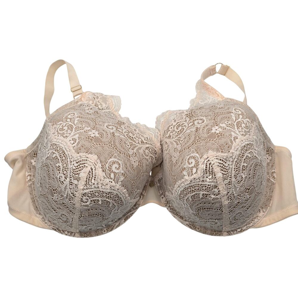 Third Love Womens 42F Beige Lace Balconette Lightly Lined Underwire Bra Plus